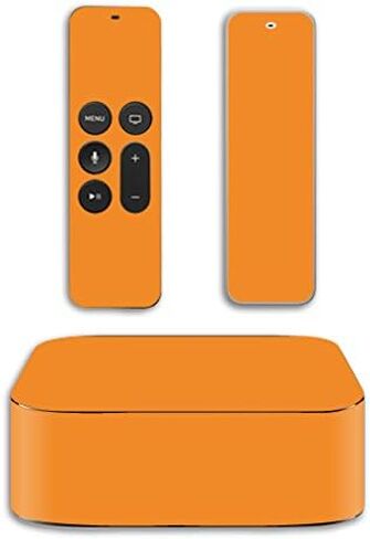 MightySkins Skin Compatible with Apple TV 4K & 4th Gen (2019-2015) wrap Cover Sticker Skins Solid Orange in Saudi Arabia