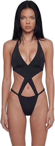Dolls Kill Halter Monokini by Generation Kiss – Women’s Strappy One-Piece Swimsuit with Criss Cross & Tie Closures in Saudi Arabia