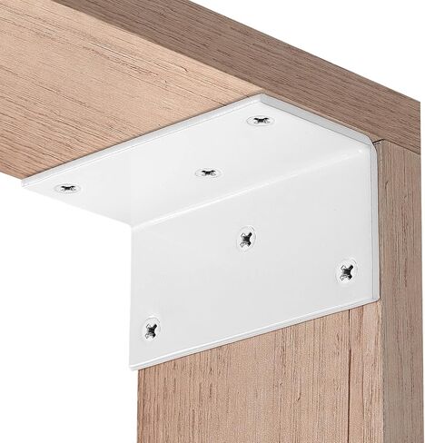 8 قطع حديد 4 بوصة L دعامة زاوية يمنى مع مسامير، 4 بوصة × 2 بوصة × 2 بوصة دعامة معدنية مشتركة 90 درجة زاوية لخزانة أثاث رف الكتب الخشبية، سمك 3 مم دعامات بيضاء شديدة التحمل in Kuwait