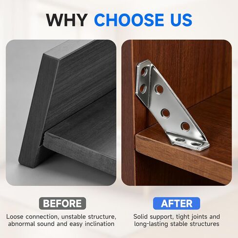 12 مجموعة/92 قطعة مقاسين L دعامات زاوية للأجهزة الخشبية دعامة زاوية شديدة التحمل عالمية من الفولاذ المقاوم للصدأ مع مسامير لطاولات الأثاث والكراسي ودرج الخزانة YY031 in Kuwait