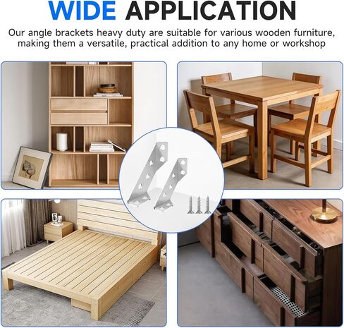 12 مجموعة/92 قطعة مقاسين L دعامات زاوية للأجهزة الخشبية دعامة زاوية شديدة التحمل عالمية من الفولاذ المقاوم للصدأ مع مسامير لطاولات الأثاث والكراسي ودرج الخزانة YY031 in Kuwait