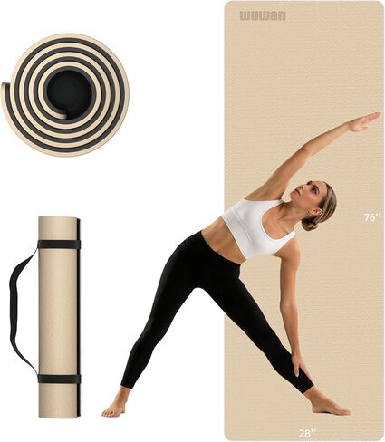 سجادة يوجا طويلة للغاية للرجال والنساء طويلي القامة، بساط تمرين TPE غير قابل للانزلاق بسمك 10 ملم، بسمك 76 × 28 بوصة مع حزام للحمل، بساط لليوجا والبيلاتيس واللياقة البدنية، للاستخدام الداخلي والخارجي in Kuwait