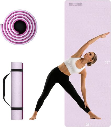 Extra Long Yoga Mat for Tall Men & Women, 10mm Thick 76x28in Non Slip TPE Exercise Mat with Carrying Strap, Mat for Yoga Pilates Fitness,Indoor Outdoor Use in Saudi Arabia