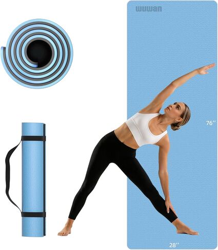 Extra Long Yoga Mat for Tall Men & Women, 10mm Thick 76x28in Non Slip TPE Exercise Mat with Carrying Strap, Mat for Yoga Pilates Fitness,Indoor Outdoor Use in Saudi Arabia