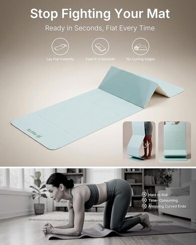 بساط يوجا قابل للطي من بايتا، بساط لياقة بدنية TPE معتمد من SGS، بساط تمرين خفيف الوزن مع سطح غير قابل للانزلاق، بساط بيلاتيس محمول لليوجا والبيلاتيس وتمارين الجسم بالكامل in Kuwait