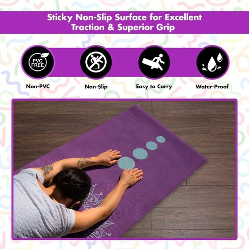 Yoga Mat - Premium 6mm Print Reversible Extra Thick and Large Non Slip Exercise & Fitness Mat for All Types of Yoga, Pilates & Floor Workouts (72" x 24" x 6mm Thick) Amethyst Lotus in Saudi Arabia
