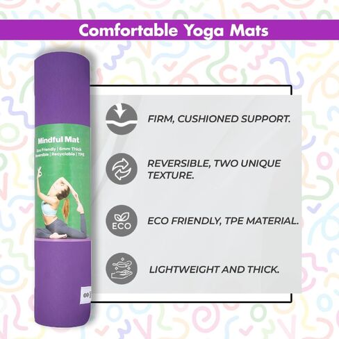 Yoga Mat - Premium 6mm Print Reversible Extra Thick and Large Non Slip Exercise & Fitness Mat for All Types of Yoga, Pilates & Floor Workouts (72" x 24" x 6mm Thick) Amethyst Lotus in Saudi Arabia