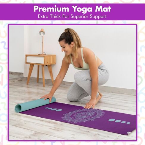 Yoga Mat - Premium 6mm Print Reversible Extra Thick and Large Non Slip Exercise & Fitness Mat for All Types of Yoga, Pilates & Floor Workouts (72" x 24" x 6mm Thick) Amethyst Lotus in Saudi Arabia
