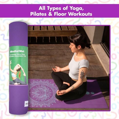 Yoga Mat - Premium 6mm Print Reversible Extra Thick and Large Non Slip Exercise & Fitness Mat for All Types of Yoga, Pilates & Floor Workouts (72" x 24" x 6mm Thick) Amethyst Lotus in Saudi Arabia