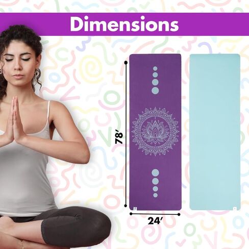 Yoga Mat - Premium 6mm Print Reversible Extra Thick and Large Non Slip Exercise & Fitness Mat for All Types of Yoga, Pilates & Floor Workouts (72" x 24" x 6mm Thick) Amethyst Lotus in Saudi Arabia