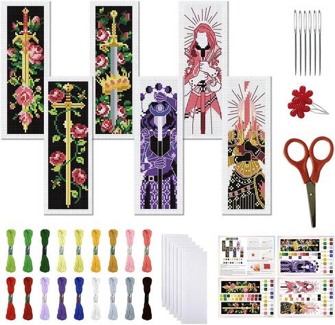 FreeBloss 6 Set Cross Stitch Lockmark Kit Cross Stitch Kit Celtic عقدة مرجعية للتطريز مع تعليمات Cross Stitch Kits للبالغين DIY KIT 8.66''X3.15 '' ' in Kuwait