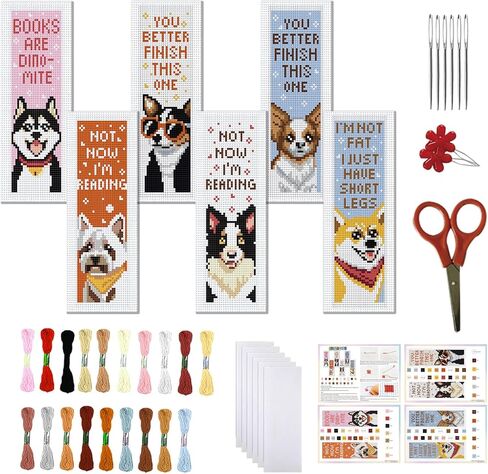 FreeBloss 6 Set Cross Stitch Lockmark Kit Cross Stitch Kit Celtic عقدة مرجعية للتطريز مع تعليمات Cross Stitch Kits للبالغين DIY KIT 8.66''X3.15 '' ' in Kuwait