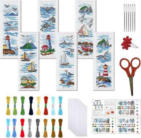 FreeBloss 6 Set Cross Stitch Lockmark Kit Cross Stitch Kit Celtic عقدة مرجعية للتطريز مع تعليمات Cross Stitch Kits للبالغين DIY KIT 8.66''X3.15 '' ' in Kuwait