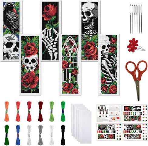 FreeBloss 6 Set Cross Stitch Lockmark Kit Cross Stitch Kit Celtic عقدة مرجعية للتطريز مع تعليمات Cross Stitch Kits للبالغين DIY KIT 8.66''X3.15 '' ' in Kuwait