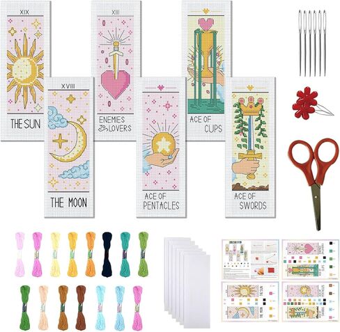 FreeBloss 6 Set Cross Stitch Lockmark Kit Cross Stitch Kit Celtic عقدة مرجعية للتطريز مع تعليمات Cross Stitch Kits للبالغين DIY KIT 8.66''X3.15 '' ' in Kuwait