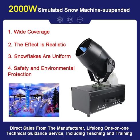 2000W Moving Head Snow Machine, Outdoor Snow Machine, Spray Distance, Suitable for Christmas Wedding Party Stage in Saudi Arabia