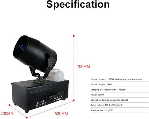 2000W Moving Head Snow Machine, Outdoor Snow Machine, Spray Distance, Suitable for Christmas Wedding Party Stage in Saudi Arabia