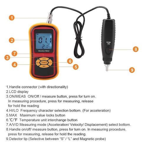 GM63B Portable LCD Display Digital Vibration Meter with Probe 0-40 Handheld Tool for Monito Vibration S Accurate and Urement Device for Industrial Use in Saudi Arabia