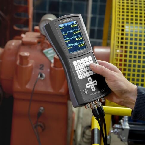 أدوات PCE، مقياس الاهتزاز المحمول PCE-VM 400B لمراقبة الآلات، يقيس التسارع والسرعة والإزاحة، ويتميز بتحليل RMS/الذروة وتسجيل البيانات in Kuwait