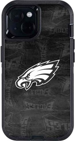 Skinit Decal Phone Skin Compatible with OtterBox Defender iPhone 15 - Officially Licensed NFL Philadelphia Eagles Black & White Design in Saudi Arabia