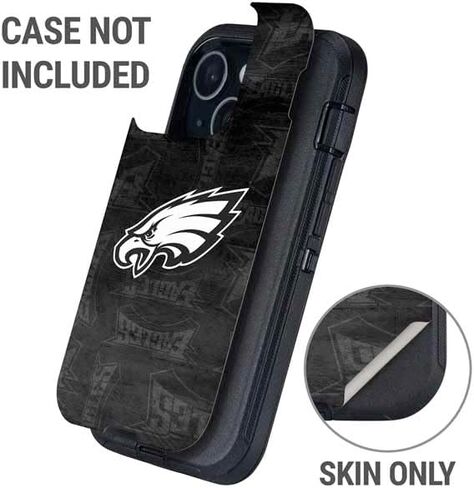 Skinit Decal Phone Skin Compatible with OtterBox Defender iPhone 15 - Officially Licensed NFL Philadelphia Eagles Black & White Design in Saudi Arabia
