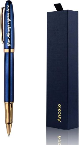 Ancolo Personalized Fountain Pens-Medium Point Nib- 5 Pcs a Set with Gift Pen Box Nice Souvenir Gift, Engraved with Your Name/Message/Phone number on the Pens Perfect for Men Women in Kuwait