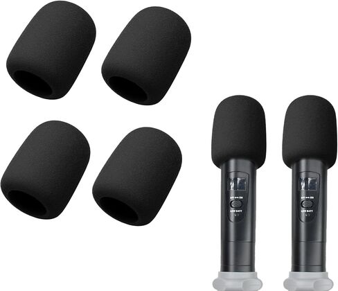 4Pcs Mic Covers for Microphones,Microphone Covers Foam Compatible with PartyBox Wireless Mic System,Windscreen Pop Filter for Live Singing & Karaoke(Microphone is not included） (black) in Saudi Arabia