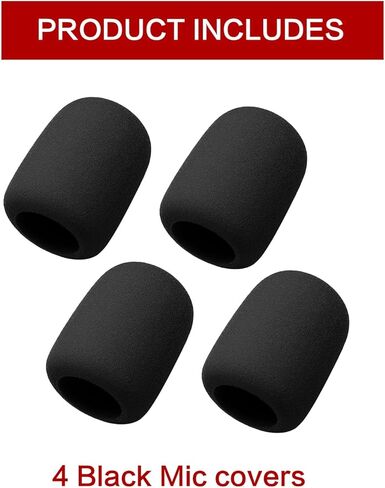 4Pcs Mic Covers for Microphones,Microphone Covers Foam Compatible with PartyBox Wireless Mic System,Windscreen Pop Filter for Live Singing & Karaoke(Microphone is not included） (black) in Saudi Arabia