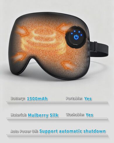 Heated Eye Mask FSA- HSA Eligible Cordless Pure Mulberry Silk Eye Mask for Dry Eyes Relief with 3 Adjustable Heat Settings,1500mAh Rechargeable & Washable Eye Cover for Travel Sleep Therapy in Saudi Arabia