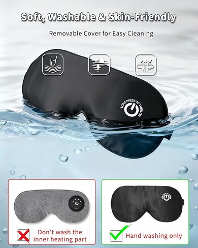 Heated Eye Mask FSA- HSA Eligible Cordless Pure Mulberry Silk Eye Mask for Dry Eyes Relief with 3 Adjustable Heat Settings,1500mAh Rechargeable & Washable Eye Cover for Travel Sleep Therapy in Saudi Arabia