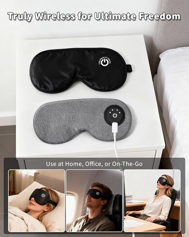 Heated Eye Mask FSA- HSA Eligible Cordless Pure Mulberry Silk Eye Mask for Dry Eyes Relief with 3 Adjustable Heat Settings,1500mAh Rechargeable & Washable Eye Cover for Travel Sleep Therapy in Saudi Arabia