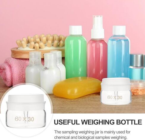 Cabilock Glass Weighing Bottles 60x30mm, 2pcs Set Borosilicate Chemistry Sampling Jars with Lids for Laboratory Weighing and Measurement in Saudi Arabia