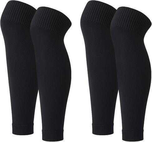 Xthrotsenk 2 Pairs Precut Soccer Socks Soccer Leg Sleeves Football Leg Sleeves Matching Grip Socks Shin Guard Sleeve for Football Training Adult (Black) in Saudi Arabia