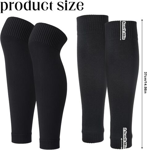Xthrotsenk 2 Pairs Precut Soccer Socks Soccer Leg Sleeves Football Leg Sleeves Matching Grip Socks Shin Guard Sleeve for Football Training Adult (Black) in Saudi Arabia