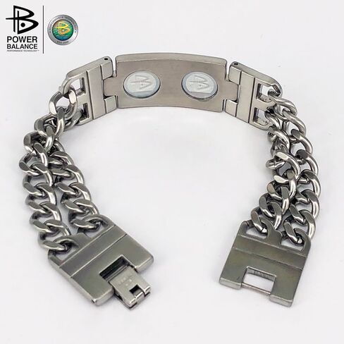 سوار Power Balance الأداء الأصلي من الفولاذ المقاوم للصدأ للرجال، عصري خفيف الوزن (فضي غير لامع)، مقاس L (الطول 205 مم/العرض 13 مم) in Kuwait