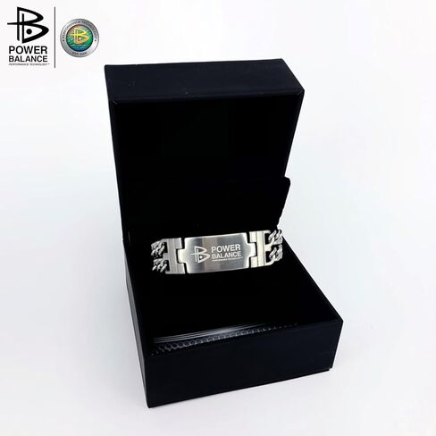 سوار Power Balance الأداء الأصلي من الفولاذ المقاوم للصدأ للرجال، عصري خفيف الوزن (فضي غير لامع)، مقاس L (الطول 205 مم/العرض 13 مم) in Kuwait