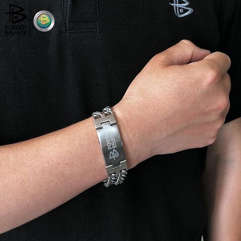 سوار Power Balance الأداء الأصلي من الفولاذ المقاوم للصدأ للرجال، عصري خفيف الوزن (فضي غير لامع)، مقاس L (الطول 205 مم/العرض 13 مم) in Kuwait