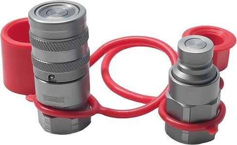 1/4" NPT Flat Face Hydraulic Quick Connect Coupler Set,1/4"Body ISO 16028, 7350 PSI, 6.34 GPM with Dust Caps, Fit for Compact Tractors & Skid Steers in Saudi Arabia