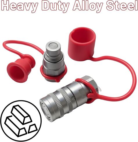 1/4" NPT Flat Face Hydraulic Quick Connect Coupler Set,1/4"Body ISO 16028, 7350 PSI, 6.34 GPM with Dust Caps, Fit for Compact Tractors & Skid Steers in Saudi Arabia