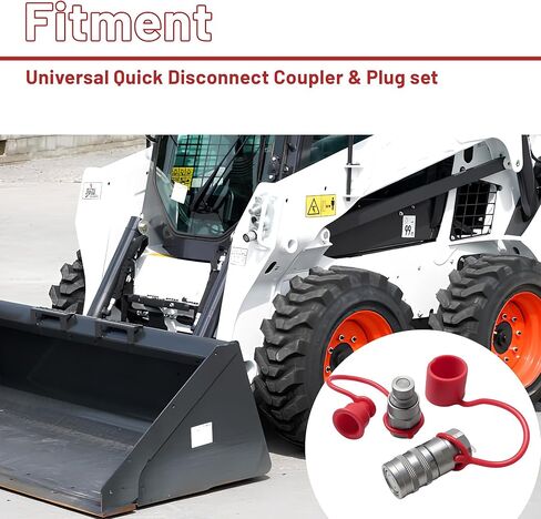 1/4" NPT Flat Face Hydraulic Quick Connect Coupler Set,1/4"Body ISO 16028, 7350 PSI, 6.34 GPM with Dust Caps, Fit for Compact Tractors & Skid Steers in Saudi Arabia