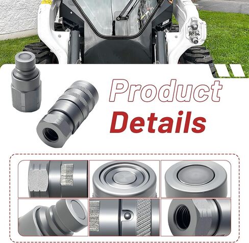 1/4" NPT Flat Face Hydraulic Quick Connect Coupler Set,1/4"Body ISO 16028, 7350 PSI, 6.34 GPM with Dust Caps, Fit for Compact Tractors & Skid Steers in Saudi Arabia