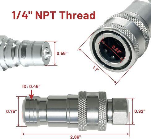 Replacement for Kubota 7J612-66323 K2581-66220 Hydraulic Quick Coupler Set, 1/4" NPT Thread, Male & Female Coupler, Fit for BX B L Series Tractors in Saudi Arabia