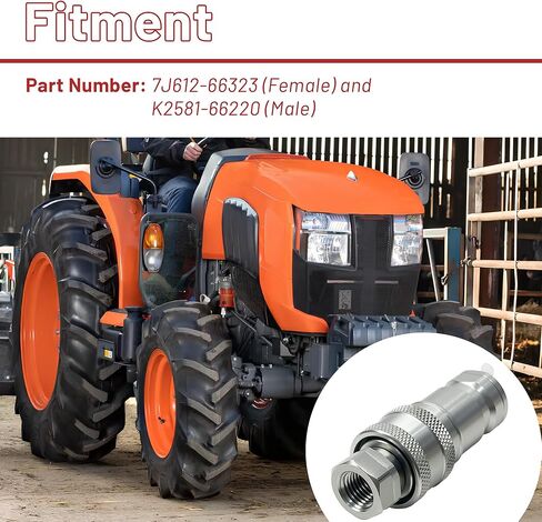 Replacement for Kubota 7J612-66323 K2581-66220 Hydraulic Quick Coupler Set, 1/4" NPT Thread, Male & Female Coupler, Fit for BX B L Series Tractors in Saudi Arabia