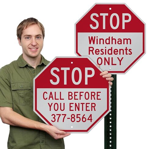SmartSign Custom STOP Sign 18"x18" 3M Laminated EG Reflective 80 mil Aluminum, Personalized Metal Sign for Outdoor, Parking Lots, Gate, Garages, USA-Made in Saudi Arabia