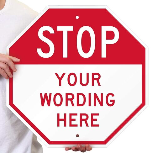 SmartSign Custom STOP Sign 18"x18" 3M Laminated EG Reflective 80 mil Aluminum, Personalized Metal Sign for Outdoor, Parking Lots, Gate, Garages, USA-Made in Saudi Arabia