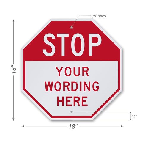 SmartSign Custom STOP Sign 18"x18" 3M Laminated EG Reflective 80 mil Aluminum, Personalized Metal Sign for Outdoor, Parking Lots, Gate, Garages, USA-Made in Saudi Arabia