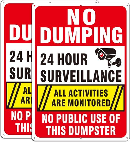 (عبوتان) لا توجد علامات إغراق، ممنوع الاستخدام العام لعلامة القمامة، لا يسمح بالإغراق غير القانوني، لافتة مراقبة فيديو على مدار 24 ساعة، 14 بوصة × 10 بوصة، ألومنيوم خالٍ من الصدأ، عاكس، مقاوم للبهتان، سهل التركيب in Kuwait