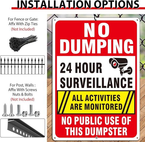 (عبوتان) لا توجد علامات إغراق، ممنوع الاستخدام العام لعلامة القمامة، لا يسمح بالإغراق غير القانوني، لافتة مراقبة فيديو على مدار 24 ساعة، 14 بوصة × 10 بوصة، ألومنيوم خالٍ من الصدأ، عاكس، مقاوم للبهتان، سهل التركيب in Kuwait