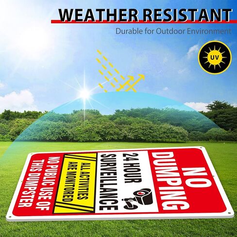 (عبوتان) لا توجد علامات إغراق، ممنوع الاستخدام العام لعلامة القمامة، لا يسمح بالإغراق غير القانوني، لافتة مراقبة فيديو على مدار 24 ساعة، 14 بوصة × 10 بوصة، ألومنيوم خالٍ من الصدأ، عاكس، مقاوم للبهتان، سهل التركيب in Kuwait