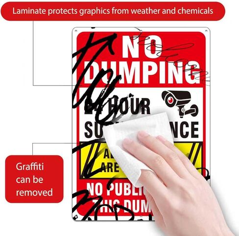 (عبوتان) لا توجد علامات إغراق، ممنوع الاستخدام العام لعلامة القمامة، لا يسمح بالإغراق غير القانوني، لافتة مراقبة فيديو على مدار 24 ساعة، 14 بوصة × 10 بوصة، ألومنيوم خالٍ من الصدأ، عاكس، مقاوم للبهتان، سهل التركيب in Kuwait